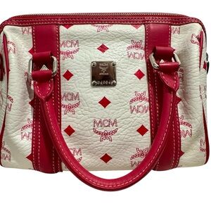 EUC MCM Pink and White Boston Mini Bag